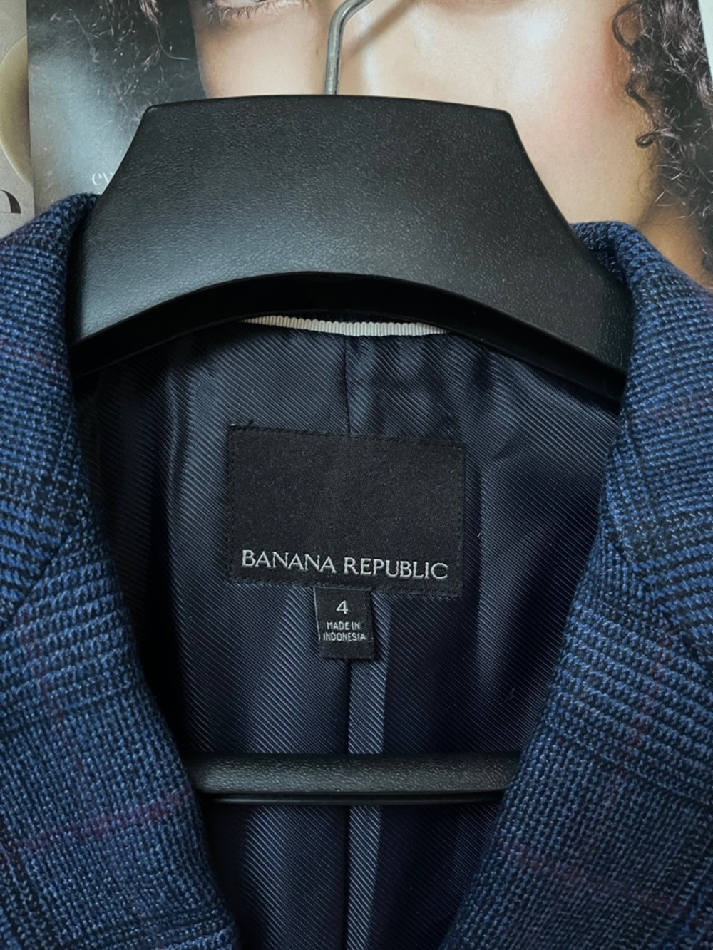 NEW Banana Republic Blue Plaid Double-Breasted Blazer Wool Blend - Picture 7 of 13
